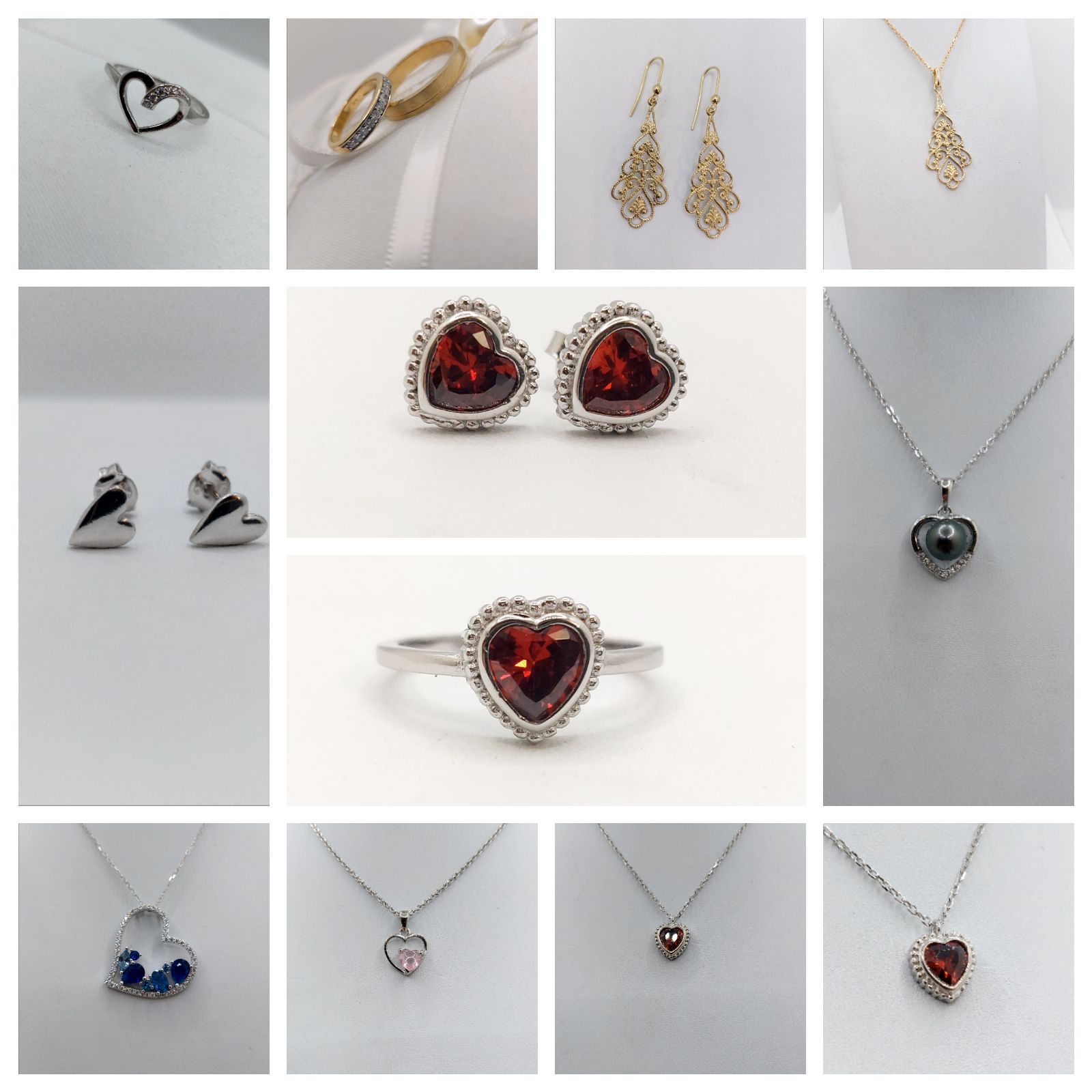 Collection de bijoux &mdash; bagues, pendentifs et boucles d'oreilles